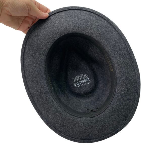 Pendleton 100% Pure Virgin Wool Mens Gray Brown Fedora Western Indiana Jones - Picture 4 of 10